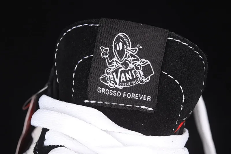 All categories Vans Vans series Vans Mid Vans Kate SK8-Mid black and white suede professional skateboard shoes commemorating legendary skater superstar Jeff Grosso VN0A5FCG625